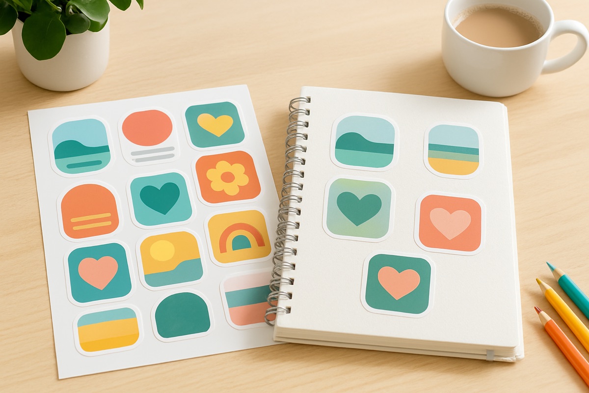 Sticker-Set auf dem Notizbuch